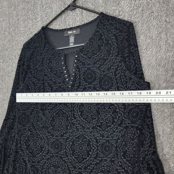 Style & Co Top Womens Small Velvet Burnout Bell Sleeve Goth Grunge Whimsigoth - Picture 5 of 11
